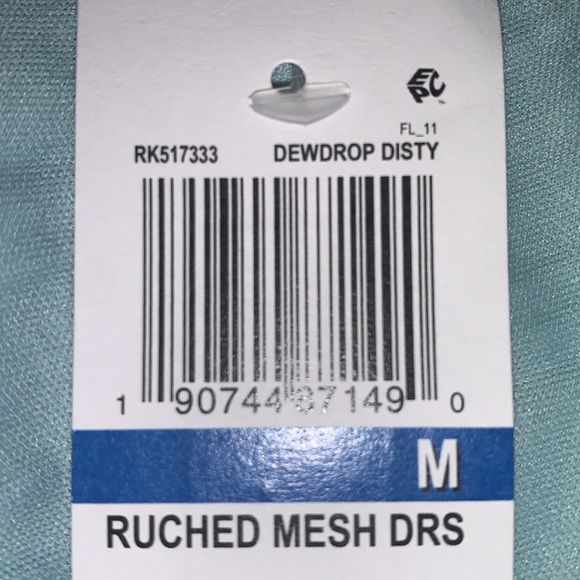 Ruched mesh floral dress, never before worn, stretchy, very pretty light blue - Picture 6 of 6